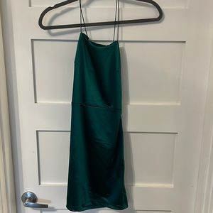 Emerald Green mini bodycon open back dress